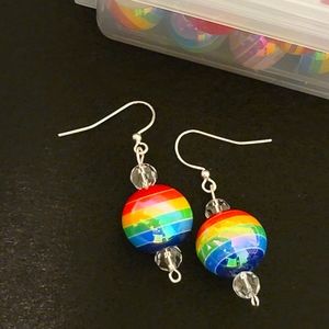 Rainbow earrings using crystal and acrylic beads
